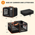 20 x 14 x 14 Expandable car Travel Carrier for 1 Small-Medium cat,with a Portable Leakproof Litter Box