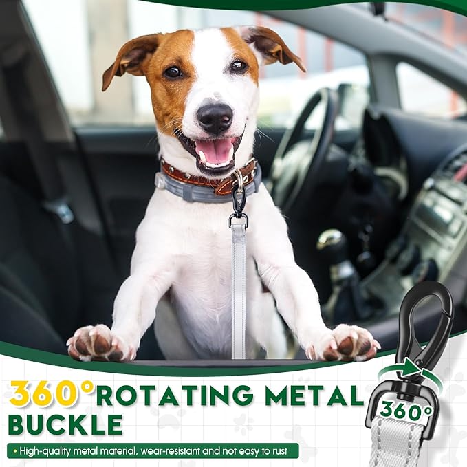 2 Piece Dog Car Seat Belt Harness Retractable Restraint for Car Headrest Adjustable Heavy Duty & Elastic & Durable Dog Car Seat Belt (Grey)