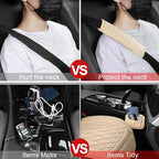 1 Pack Leather Front Car Seat Cover, Universal Sideless Car Seat Protector with Storage Pocket and Seat Belt Pad, Waterproof Automotive Seat Cover Cars Trucks SUV(Beige)