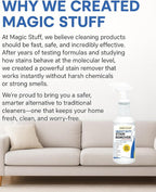 Magic Stuff Heavy Duty Stain Remover - Enzyme-Powered Carpet & Upholstery Cleaner - Eliminates Pet Urine, Odor, Wine, Coffee, Grease, and Deep Set Stains - No rinse, Odor Free, Kid & Pet Safe Formula