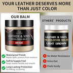 Leather Recoloring Balm with 100ml Mink Oil, Beige Leather Repair Kit and Scratch Remover for Furniture, Car Seats, Sofas, Dye & Restorer for Couches, Vinyl, PU, Faux