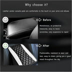 Car Center Console Cushion Pad, Universal Leather Waterproof Armrest Seat Box Cover, Comfortable Auto Armrest Cover Protector, Car Interior Decor Accessories for Most Vehicles (Black & White)