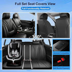 Fit Bolt Car Seat Covers for Select Chevrolet Bolt/Chevy Bolt EUV 2017-2025 - Premium Full Coverage Leather, Airbag Compatible, Waterproof & All Weather Seat Cushion Protector, Full Set, Black