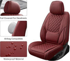Car Seat Covers Front Seats Burgundy, Luxury Faux Leather Women Waterproof Non-Slip Seat Protector Universal Fit for Most Cars SUVs Trucks Pick-ups Car Accessories Interio(Wine Red-Front Seats)