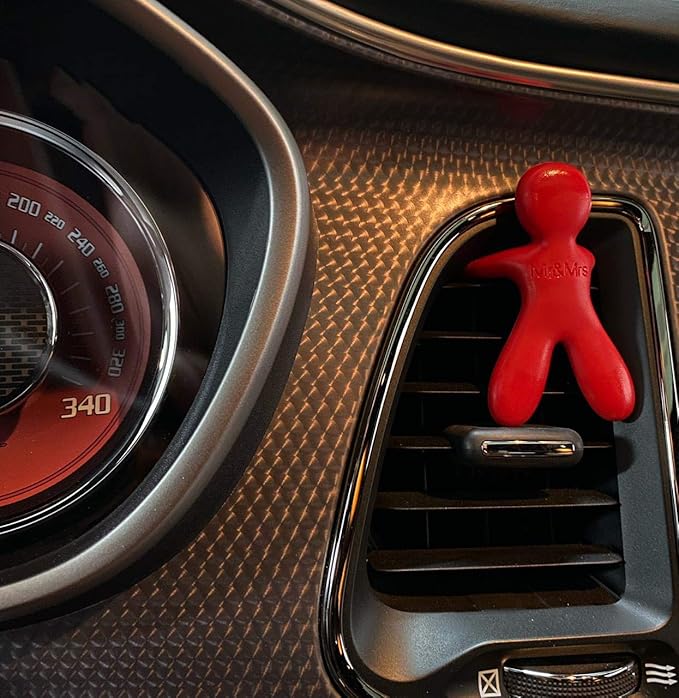 Cesare Car Air Freshener Peppermint Fragrance Red Long Lasting 45 Days Air Vent Clip Uses Alcohol-Free Fragrance Oil Non-Toxic EVA Material