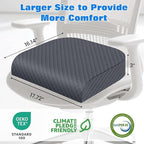 Seat Cushion for Office Chair, Memory Foam Chair Cushions, Car Seat Cushion for Long Sitting, Desk Chair Cushion for Pressure Relief, Non-Slip Bottom, Washable Cover, Large, Grey