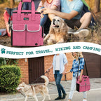 PetAmi Dog Travel Bag Pet Supplies Accessories Organizer for Traveling, Camping, Weekend; Cat Pet Travel Bag Kit Includes 2 Food Storage Containers, 2 Collapsible Bowls, 1 Feeding Mat (Pink)