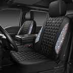 CAR PASS Bling Diamond Leather Car Seat Covers Full Seats Interior Sets, Waterproof Shining Glitter Sparkly Crystal Universal Armrest Automotive Truck SUV Cute Women Girl, Black Multicolor Rhinestone