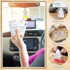 Boao 100 Sets Hanging Car Air Freshener Diffuser Bottles Empty Bulk with Car Diffuser Instruction Cards Organza Bags Glass Refillable Essential Oil Fragrance Aromatherapy Pendant (Cylindrical,Clear)
