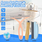 Pet Hair Removal Tool: 6 Pcs Dog Cat Hair Remover - Reusable Pet Hair Remover with Laundry Pet Hair Catcher - Portable Carpet Rake Scraper Fur Removal Tool for Rugs Car Mats Couch Furniture