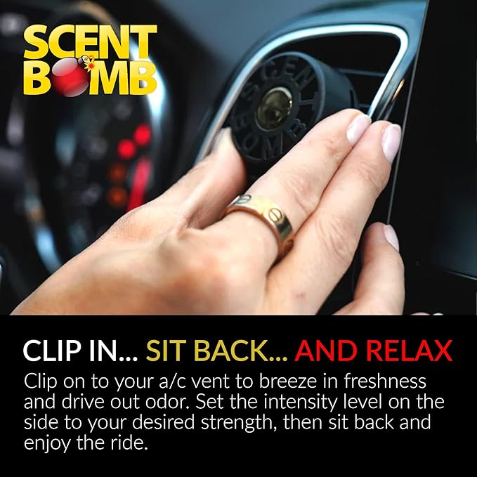 Scent Bomb Car Air Freshener Vent Clip – Long-Lasting Fragrance, Easy Clip-On Design for Freshness On-the-Go, Ideal for Cars, Trucks & SUVs – Keeps Your Vehicle Smelling Fresh (Black Bomb, 3 Pack)