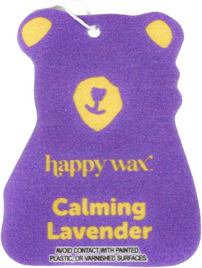 Happy Wax Calming Lavender Hanging Car Cub Air Freshener - Scented and Infused with Natural Essential Oils - Cute 4-Pack
