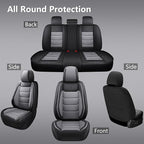 Full Coverage Faux Leather Car Seat Covers Full Set,Automotive Seat Covers for Cars,SUVs Pick-up Truck, Car Seat Cushion, Black and Grey Seat Covers for 5 Seats