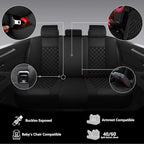 Full Coverage Leather Car Seat Covers Full Set,Waterproof Seat Covers for Cars,SUVs Trucks, Car Seat Cushion,Car Seat Protector with 5 Seats (Black, Full Set(Front and Rear-5 Seats))