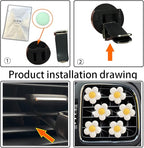 Cute Daisy Air Vent Clips, 6 Pcs Flower Car Air Fresheners Vent Clips Car Diffuser Vent Clip Charm Decoration for Women Cute Interior Decor Accessories + Sunflower Mask Hook (White)