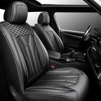 Fit Frontier Car Seat Covers Premium Leather for Nissan Frontier 2009-2025 2026. Waterproof， Breathable, Scratch-Resistant & All-Weather Seat Cushion Protector（Front Seat,All Black