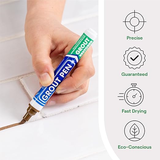 Grout Pen Brown Tile Paint Marker: Waterproof Grout Paint, Tile Grout Colorant and Sealer Pen - Brown, Narrow 5mm Tip (7mL) - 3 Pack