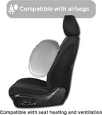 Black Leather Car Seat Covers - Luxury Waterproof Car Seat Covers with Lumbar Support, Non-Slip Base, and Airbag Compatibility; Suitable for Sedans, Suvs, and Pickups.