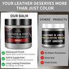 Leather Recoloring Balm with 100ml Mink Oil, Gray Leather Repair Kit and Scratch Remover for Furniture, Car Seats, Sofas, Dye & Restorer for Couches, Vinyl, PU, Faux