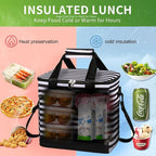 Iknoe Large Cooler Bag Collapsible 24 Can Insulated Bags Leakproof Lunch Cooler Tote with Multi-Pockets for Adult Insulated Thermal Bag for Beach, Picnic, Office Work(Stripe)