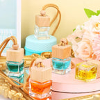 60 Pcs Hanging Car Air Freshener Car Diffuser Bottle Empty Glass Perfume Bottles Air Freshener Diffuser Bottle Pendant for Essential Oils Fragrance Aromatherapy Ornament Decor (Fresh Style)