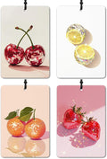 Trendy Coquette Disco Ball Fruit Car Air Freshener 4 Pcs, Funky Glitter Cherry Lemon Orange Strawberry Air Freshener Hanging for Cars Books Closet Drawer, Girly Car Accessories for Women