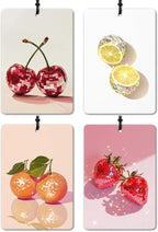 Trendy Coquette Disco Ball Fruit Car Air Freshener 4 Pcs, Funky Glitter Cherry Lemon Orange Strawberry Air Freshener Hanging for Cars Books Closet Drawer, Girly Car Accessories for Women