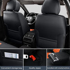 Auto Car Seat Covers Accessories Full Set Leather Cushion Protector Breathable Waterproof Seat Cover for Cars Universal Fit (Black&Orange, FullSet Without Headrest)