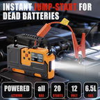 Car Roadside Emergency Kit, Jump Starter with Air Compressor, First Aid Kit, Tow Rope, Roadside Safety Emergency Tool Kit for Women, Men, Teen (Orange)