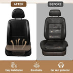 Linen Car Seat Covers for Cars - Non-Slip and Soft, 2 PCS Bottom Seat Cover Protectors with Storage Pocket, Linen Front Seat Covers Used for SUVs, Cars, Sedans (Brown)