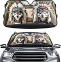 GENANY Wolf Couple Windshield Sun Shade for Car SUV Truck (55x30 Inches), Sun Shade Windshield, Shades for Front Windows, Protector Blocks UV, Spring Car Decor