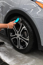 Detail Factory - ProGrip Tire Brush - Ergonomic ProGrip Handle, Stiff Synthetic Bristles, Ergonomic Design, Clean Your Tires with Ease - Octane Riptide