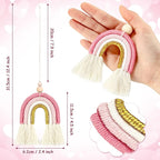 Frienda 3 Pieces Boho Rainbow Car Charm Essential Oil Diffusers for Car Cute Air Fresheners Handmade Hanging Accessories Decor(Classic Style)