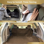 F-color SUV Cargo Liner for Dogs, Water Resistant Pet Cargo Cover Dog Seat Cover Mat for SUVs Sedans Vans with Bumper Flap Protector, Non-Slip, Large Size Universal Fit, Brown