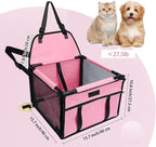 PetsHome Dog Car Seat Foldable Dog Car Booster Seat Waterproof Breathable Oxford Travel Bag for Small to Medium Dogs, Puppies, and Pets-Pure Pink-Upgrade