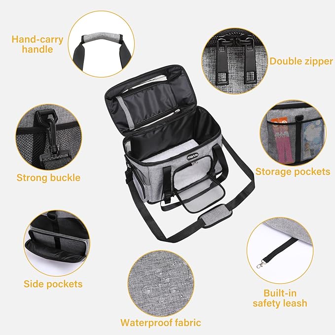 MOSISO Cat, Dog, Pet Carrier Airline Approved, Top-Expandable Soft Pets Carrier Bag for Small Medium Cats/Dogs Under 22 LB, Breathable Puppy Carrier for Car Travel Outdoors with Shoulder Strap, Grey