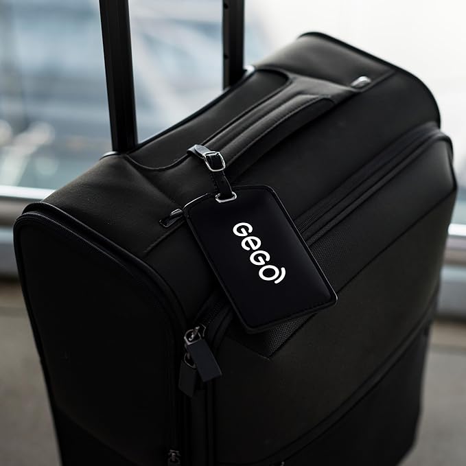 GEGO Premium Travel Kit, Sleep Mask 3D Contoured Eye with Soft Memory Foam, Luggage Tag Waterproof Resistant and Strap with Lock for Luggage TSA Approved (Sleep Mask Black/Luggage Tag Black)