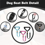 3 Pack Dog Seat Belt for Car, Car Headrest Restraint Adjustable Nylon Fabric, Dog Restraints Vehicle Seatbelts Harness