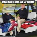 Biyejit Golf Cart Seat Covers with 4 Pockets Golf Cart Seat Towel Blanket Fits 2-Seat Golf Carts, Golf Cart Accessories