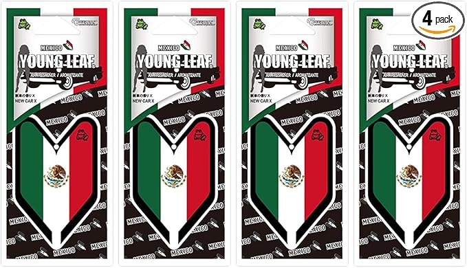 4 Packs Wakaba Treefrog Young Leaf New Car X Scent Mexico Flag JDM Air Freshener