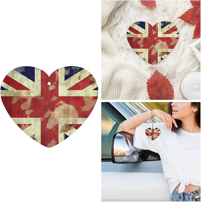 6 Pcs Car Air Fresheners Hanging Scented Cards for Car Fresheners Vintage Union Jack British Flag Car Aromatherapy Tablets Funny Hanging Air Freshener for Car Rearview Mirror Pendant