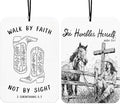 Western Boots Christian Car Air Freshener Hanging 2Pcs Faith Christian Decor Car Accessories Interior, Bible Verse Mirror Decor Wall By Faith Not By Sight Religious Gifts for Women Cowgirl(Lavender)