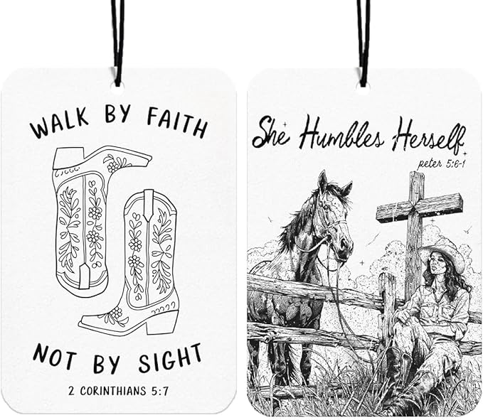 Western Boots Christian Car Air Freshener Hanging 2Pcs Faith Christian Decor Car Accessories Interior, Bible Verse Mirror Decor Wall By Faith Not By Sight Religious Gifts for Women Cowgirl(Lavender)