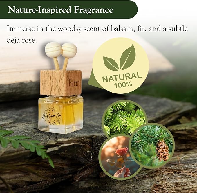 ADK Balsam Fir Car Air Freshener, Long-Lasting Essential Oil Diffuser for Hanging or Clipping, Made in the USA