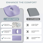 Skechers Seat Cushion Memory Foam,Donut Pillow Office Chair Cushion for Tailbone Pain Relief,Butt Pillow for Office Chair,Car seat Cushion,Long Sitting Office Workers,and Car Drivers,Purple