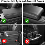 NBTEPEM Red Center Console Cover, Sporty Leather Armrest Cover Cushion with 2 Storage Pockets, Universal Auto Middle Console Protector, Car Interior Accessories for Most SUV, Truck, Sedan Vehicles