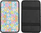 Retro Flowers Auto Center Console Cover Pad Car Armrest Seat Box Cover Cushion Universal for Most Vehicle SUV Truck Car Accessories Decor
