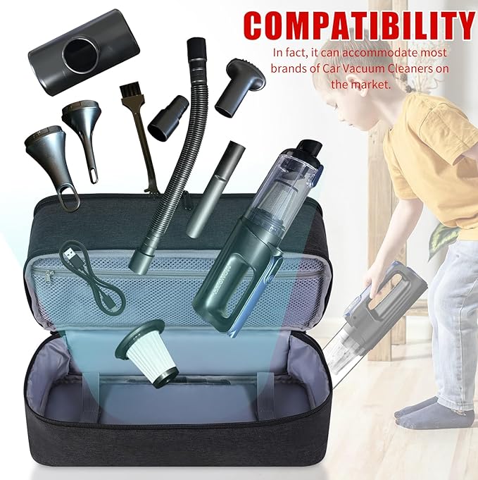 Carrying Bag Compatible with MONOZEL Car Vacuum Portable Cordless,Portable Carry Case for 18000Pa 2 in 1 Vacuum Cleaner,Handheld Vacuum Cordless Storage Organizer,Large Capacity(Bag Only)