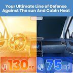 Windshield Sun Shade for Honda Accord 2023, 2024, 2025, 2026 – Custom Fit Sun Shield with Mirror Cut‑Out, Blocks Heat & UV, Foldable with Storage Pouch - Honda Accord Windshield Sunshade