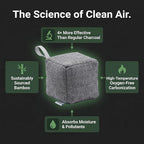 4 pack Naturally Activated Bamboo Charcoal Air Purifying Bags | Natural Home Deodorizer Bag | Charcoal Bag Odor Absorber For Pets | Odor Eliminator & Moisture Absorber Air Freshener Bag (200g Cube)